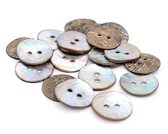 Smoke Agoya Shell Mother of Pearl 2 Hole Buttons Sizes 10mm and 11.5mm