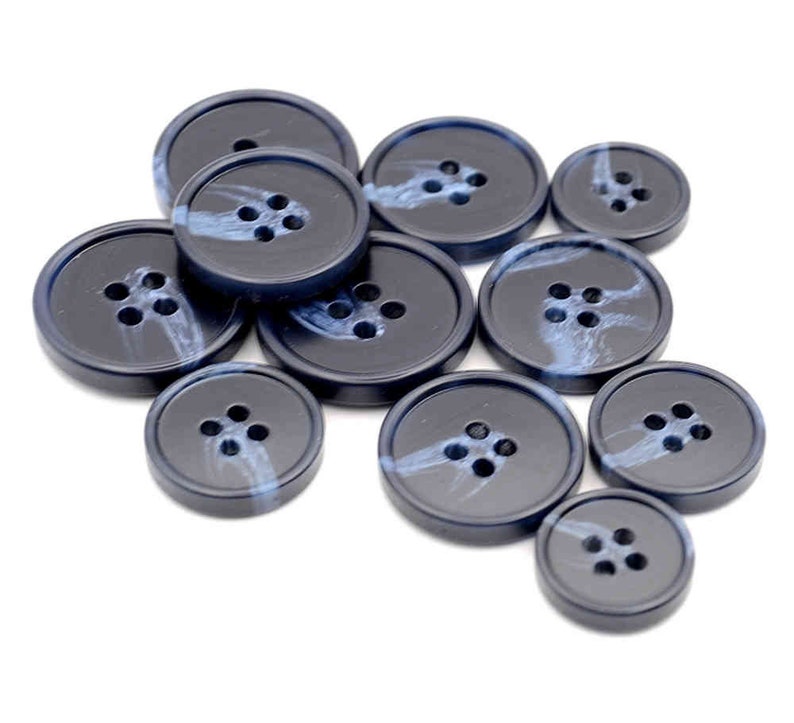 Navy Blue Horn Effect 4 Hole Rim Buttons 15mm 18mm 20mm 23mm and 25.5mm ...