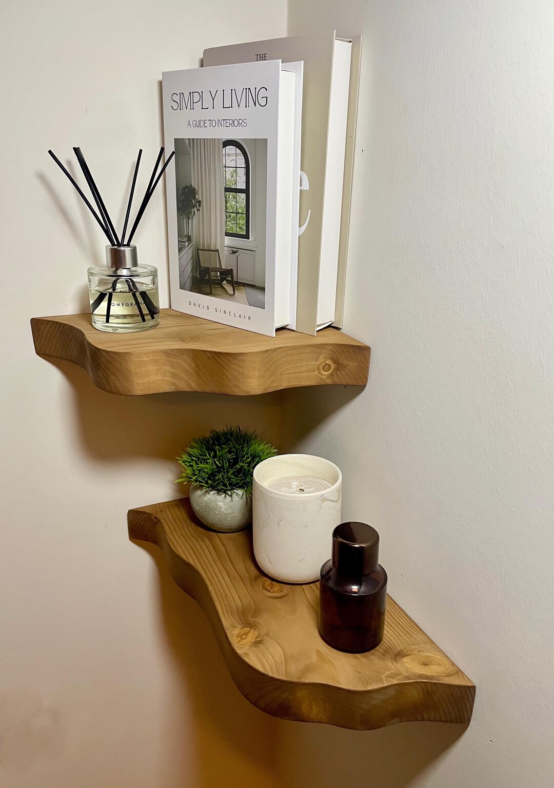 Floating Shelf Corner Shelf Rustic Solid Wood | Handmade Wooden Shelves ...