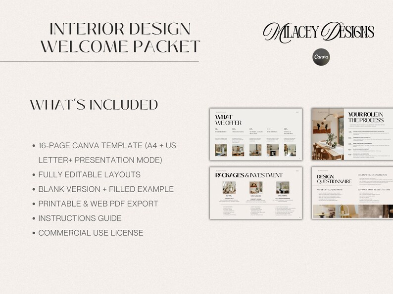Interior Design Welcome Packet Template | Canva Editable - Etsy