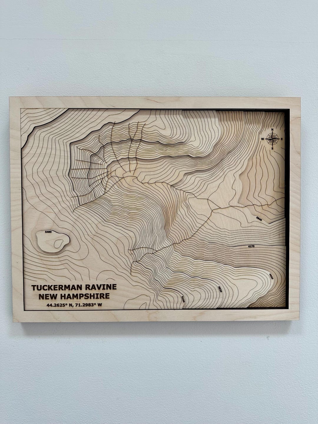 Tuckerman Ravine 3D Wooden Topographic Map With Ski Runs - New ...