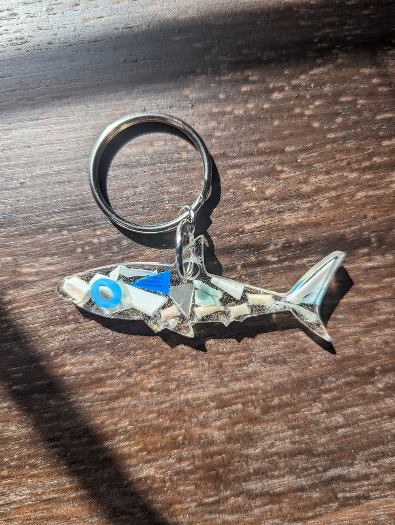 Handmade Shark Keychain Made With Recycled Beach Trash Ocean Plastic