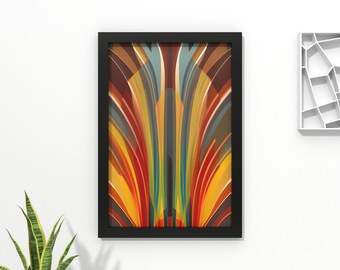 Abstract Wall Art, Art Deco with Lines and Warm Colors