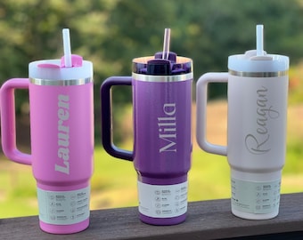 Personalized Engraved Stanley Quencher: Laser Engraved with Name or Birth Flower