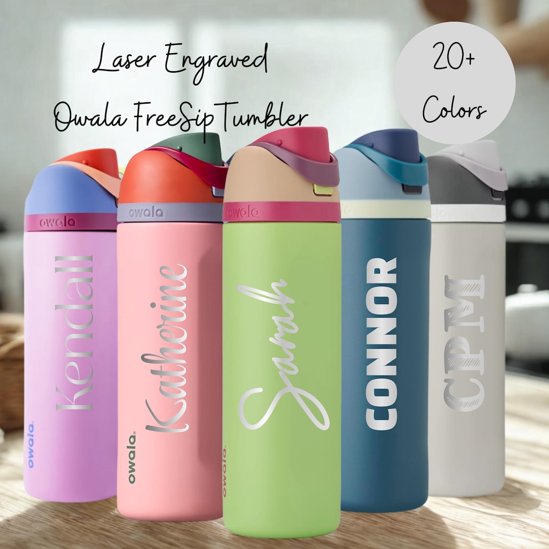 Personalized Authentic Freesip Owala Water Bottle: Laser Engraved 24 Oz ...