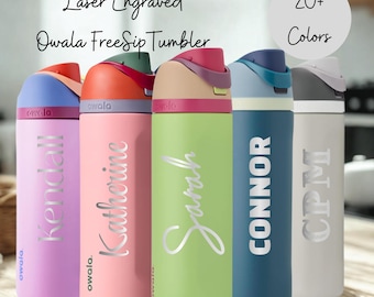 Personalized Authentic FreeSip Owala Water Bottle: Laser Engraved 24 oz Owala
