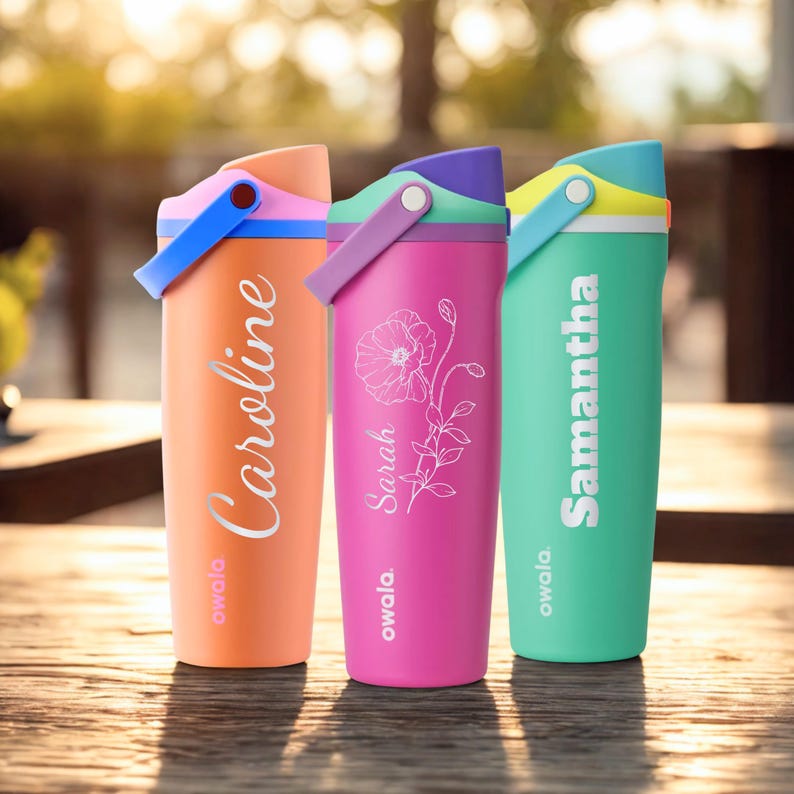 Personalized Owala Water Bottle: Laser Engraved Freesip Sway, 30/40 Oz ...