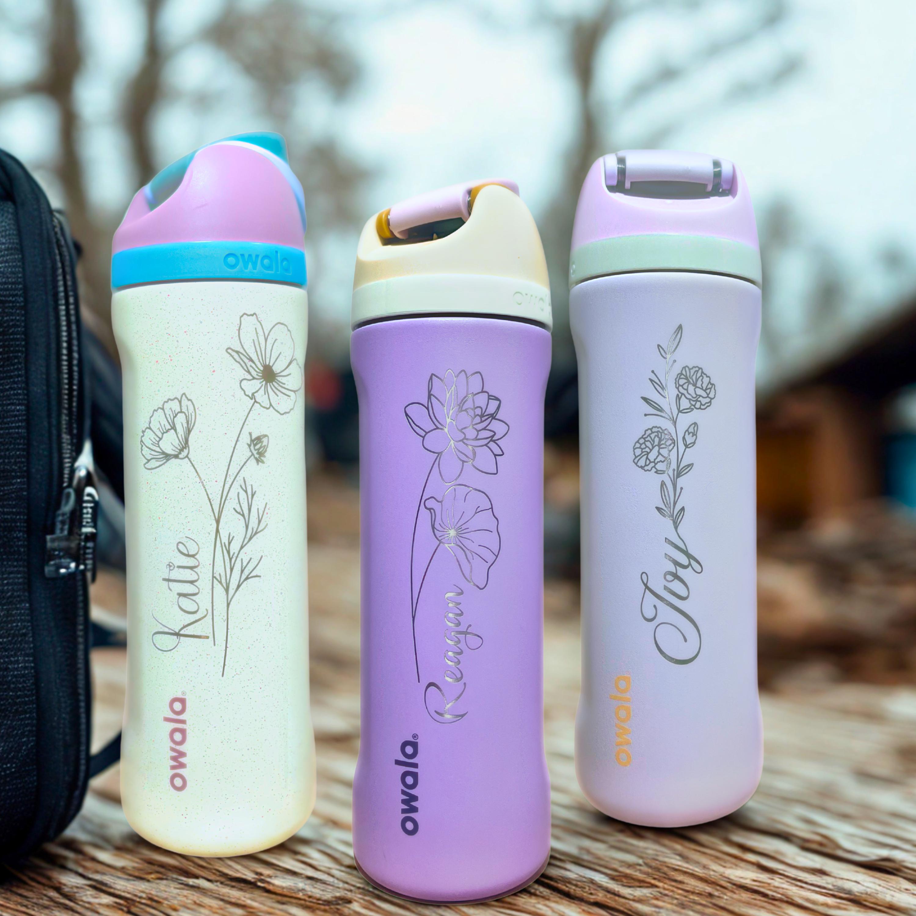 Personalized Authentic Birth Flower Owala Freesip Water Bottle: 24/32 ...