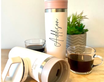 Personalized Stanley Coffee Mug Cafe To Go Travel with Birth Flower Custom Laser Engraved