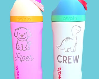 Personalized Kids Owala Water Bottle: Engraved 16oz FreeSip Sports Bottle