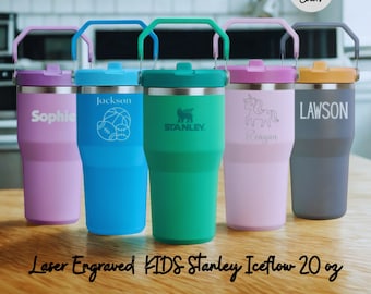 Personalized Kids Stanley IceFlow Tumbler: Laser Engraved 20 oz Water Bottle