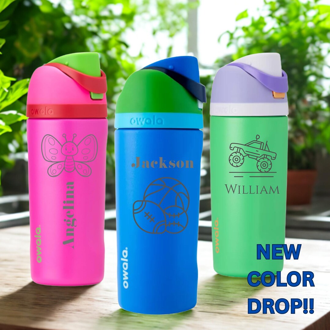 Personalized Owala Kids Water Bottle: Engraved 16oz Freesip Sports