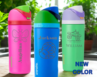 Personalized Owala Kids Water Bottle: Engraved 16oz FreeSip Sports Bottle