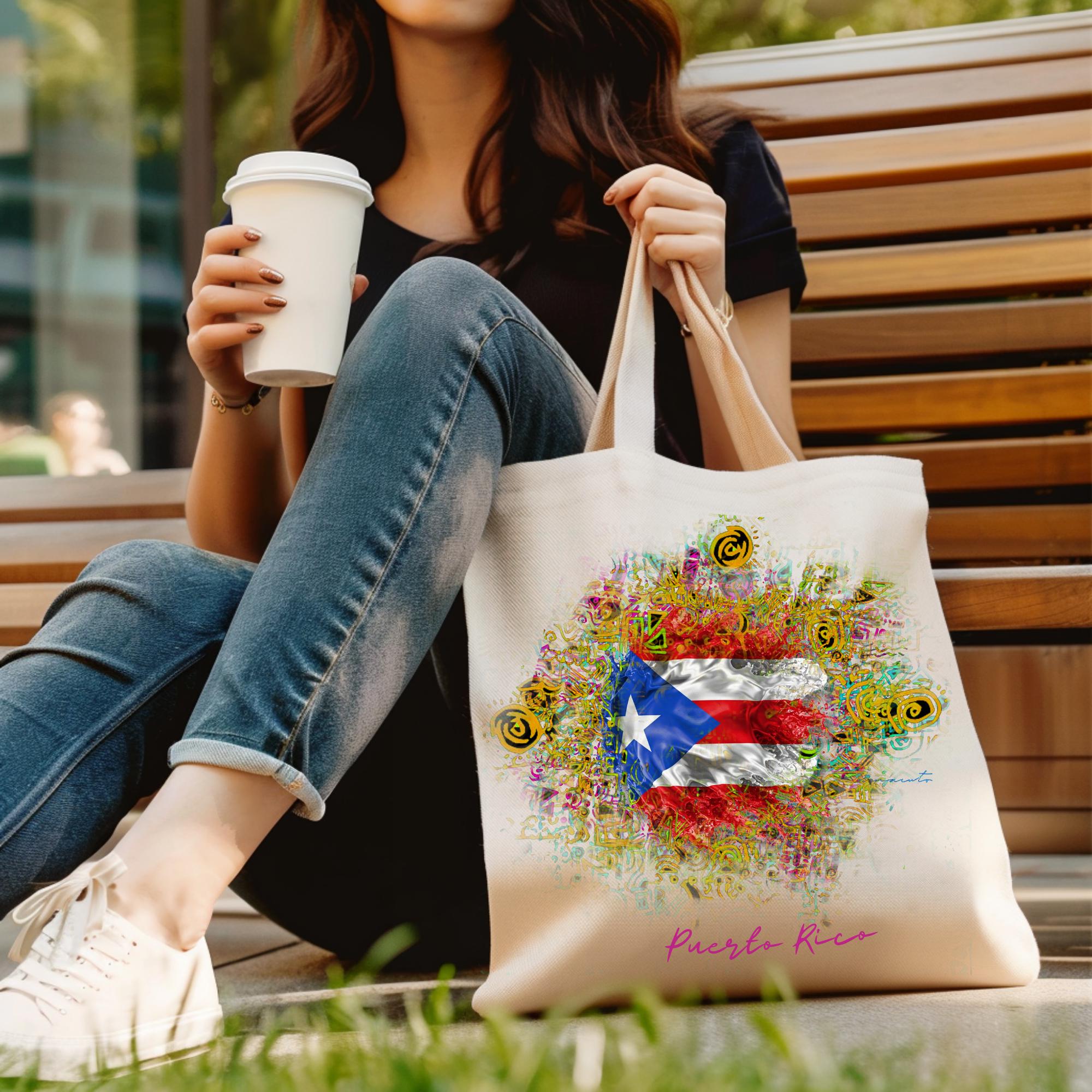Watercolor Puerto Rico Souvenir Tote Bag - Colorful Puerto Rican Vacation Design