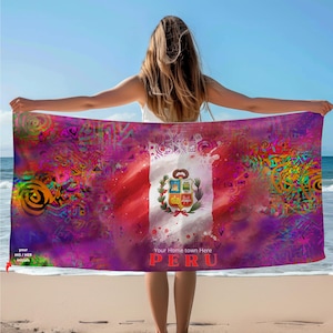PERU Beach Towel, beach apparel, Original  Paraguay flag designs  on towels