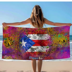 PUERTO RICO  Beach Towel, beach apparel, Original  Puerto Rican flag designs  on towels