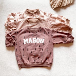Body felpato con fulmine e nome personalizzato abbinato, tutina a bolle personalizzata, regalo per baby shower, compleanno del bambino, regalo di Natale per bambini