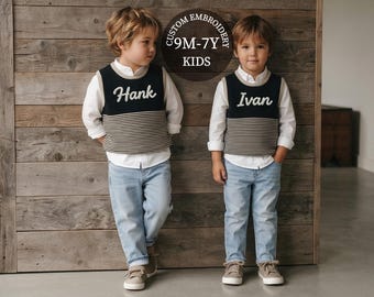 Custom Embroidered Baby Name Vest: Personalized Knit Crochet Gift, Kids Name Sweater, Knit Sweater,Personalized Gift, Back to School