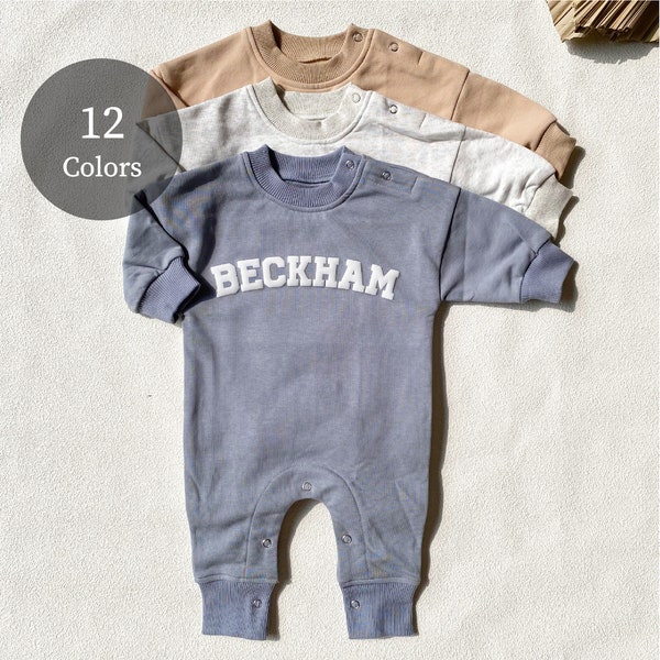 Benutzerdefinierte Puff Name Baby Sweatshirt Bodysuit, personalisierter Bubble Romper, Baby-Dusche-Geschenk, Minimalist Baby Geburtstag, Baby Weihnachtsgeschenk