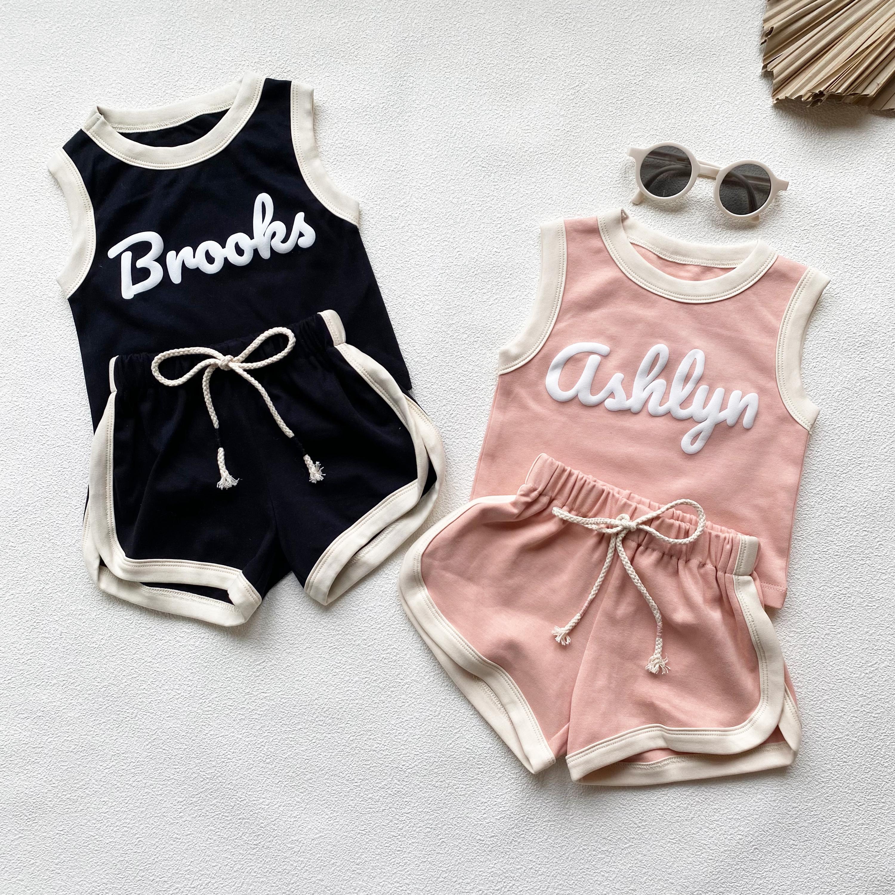 Custom Puff Name Baby Tank Top and Shorts Set, Personalized Bubble Romper,Baby Shower Gift, Minimalist Baby Birthday,Christmas Gift,Boy Girl