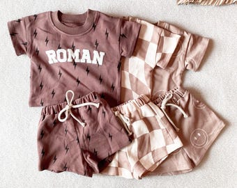 Matching Custom Puff Name Lightning Sweatshirt Bodysuit, Personalized Bubble Romper, Baby Shower Gift, Baby Birthday, Baby Christmas Gift