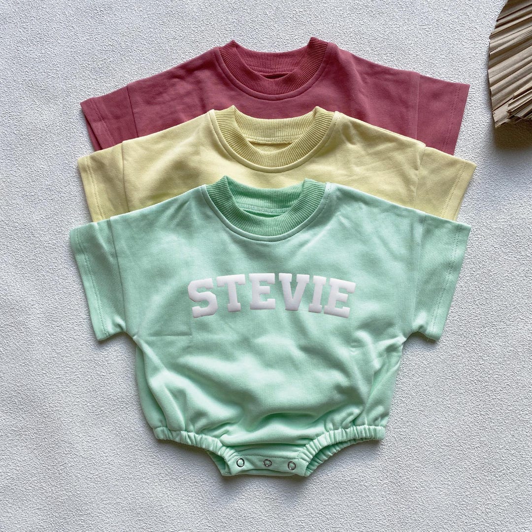 Custom Puff Name Baby Short Sleeve Shirt Bodysuit, Personalized Bubble Romper, Baby Shower