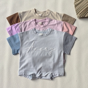 Custom Puff Name Baby Short Sleeve Shirt Bodysuit, Personalized Bubble Romper, Baby Shower Gift, Minimalist Baby Birthday, Christmas Gift