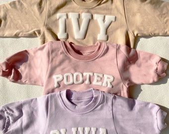 Custom Puff Name Baby Sweatshirt Bodysuit, Personalized Bubble Romper, Baby Shower Gift, Minimalist Baby Birthday, Baby Christmas Gift