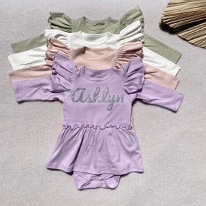 Custom Glitter Name Baby Short Sleeve Tee and Shorts Set, Personalized Bubble Romper,Baby Shower Gift, Girl clothes, Baby Girl Birthday Gift