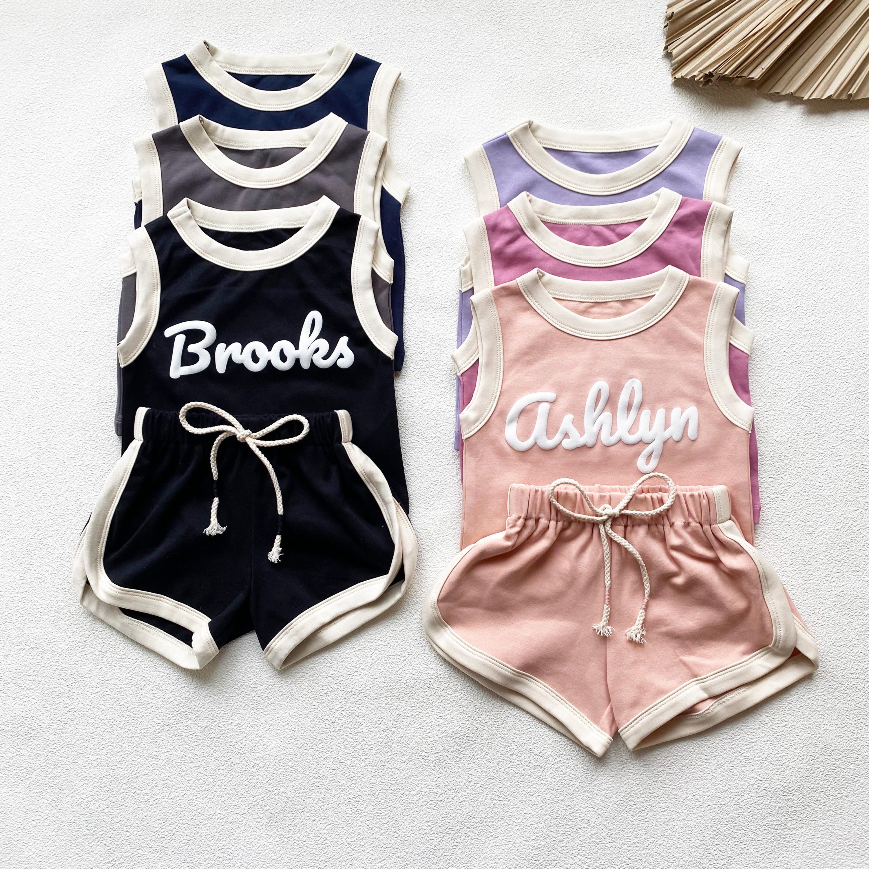 Custom Puff Name Baby Tank Top and Shorts Set, Personalized Bubble Romper,Baby Shower Gift, Minimalist Baby Birthday,Christmas Gift,Boy Girl