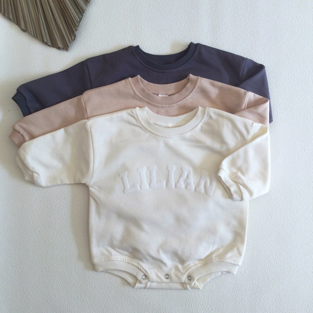 Custom Puff Name Baby Sweatshirt Bodysuit, Personalized Bubble Romper ...