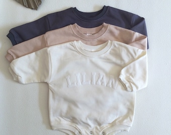 Body de sudadera de bebé con nombre de hojaldre personalizado, romper de burbujas personalizado, regalo de baby shower, cumpleaños minimalista del bebé, regalo de Navidad para bebés