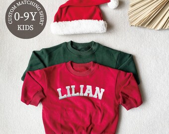 Custom Christmas Matching Puff Name Sweatshirt Bodysuit, Personalized Bubble Romper, Baby Shower Gift, Baby Birthday, Baby Christmas Gift