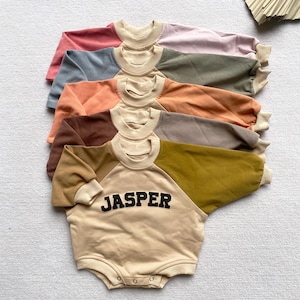 Body con felpa arcobaleno personalizzata con nome Puff, tutina a bolle personalizzata, regalo per baby shower, compleanno minimalista per neonati, regalo di Natale per neonati