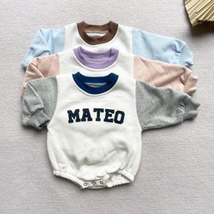 Body con felpa arcobaleno personalizzata con nome Puff, tutina a bolle personalizzata, regalo per baby shower, compleanno minimalista per neonati, regalo di Natale per neonati