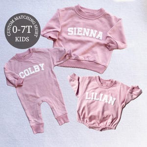 Body con felpa a quadri con nome personalizzato abbinato, tutina a bolle personalizzata, regalo per baby shower, compleanno del bambino, regalo di Natale per bambini