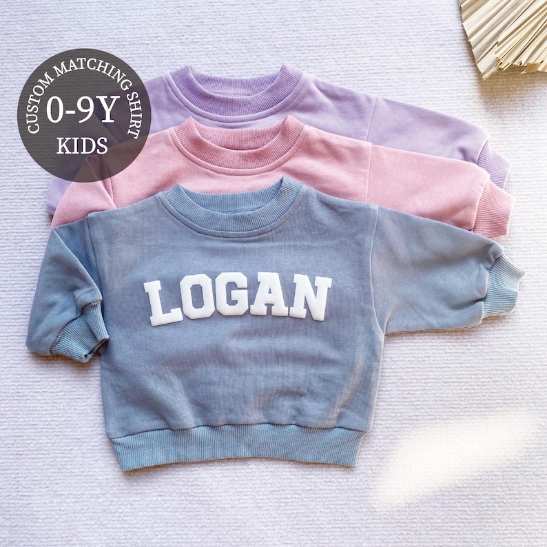 Matching Custom Puff Name Checkered Sweatshirt Bodysuit, Personalized Bubble Romper, Baby Shower Gift, Baby Birthday, Baby Christmas Gift image 1