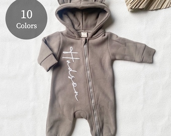 Body de bebé con nombre personalizado y estampado de oso, pelele de burbujas personalizado, regalo para baby shower, regalo minimalista de cumpleaños para bebé, regalo de Navidad para bebé