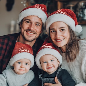Chapéus de Papai Noel bordados personalizados, chapéus de Natal personalizados, chapéus combinando para a família, chapéu de Papai Noel exclusivo, traje de Natal, presente de Natal