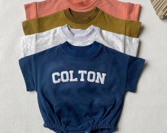 Custom Puff Name Baby Short Sleeve Shirt Bodysuit, Personalized Bubble Romper, Baby Shower Gift, Minimalist Baby Birthday, Christmas Gift