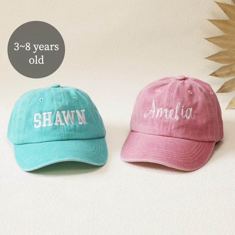 Custom Kids hat, Embroidered Children's hat, personalized hat, custom summer hat, kids hat, baby monogram hat, Birthday Christmas Gift image 1