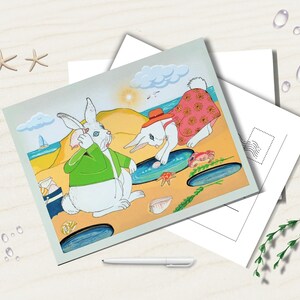 Carte de voeux drôle de lapins, carte de voeux vierge, carte de voeux vierge de style carte postale, carte « livre de contes », carte animal drôle