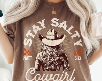 Stay Salty Cowgirl, Christian PNG, Christian Western Boho Art, Bible Verse File, Gift Ideas Download PNG, Cowgirl Christian Art