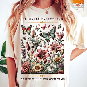 Christian Chinoiserie T-Shirt: Botanical Bible Verse Comfort Colors Tee