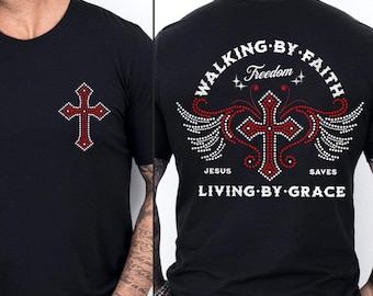Walking By Faith PNG: Christian Rhinestone Design (Digital Download)