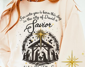 Nativity Scene PNG: Boho Jesus, Christian Christmas (Digital Download)