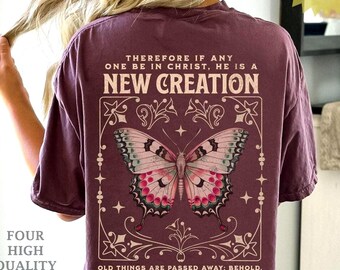 Christian PNG | 2 Corinthians 5:17 | Vintage Butterfly | Bible Verse Digital Download | Faith-Based Art | Sublimation PNG | Scripture Art