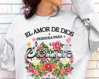 Floral Christian PNG Design: El Amor de Dios (Digital Download)