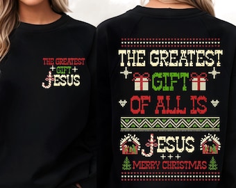 Jesus Christmas Sweater PNG: Pixel Style Nativity Design (Digital Download) Greatest Gift