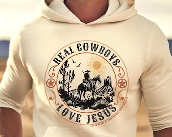 Real Cowboys Love Jesus PNG: Western Christian Digital Art (Digital Only)